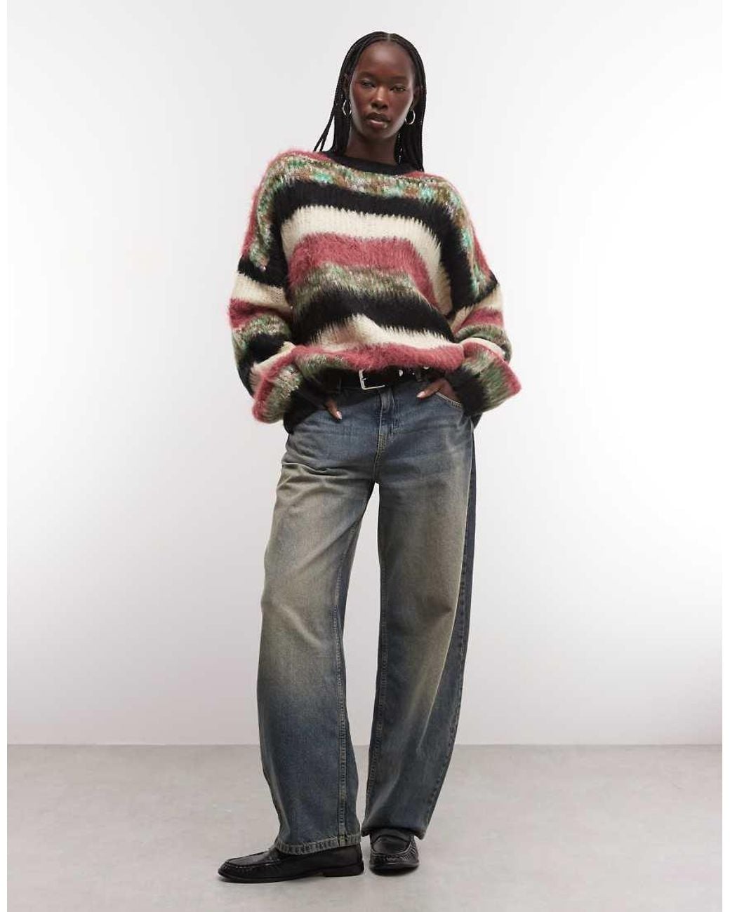 The Ragged Priest Multicolor Oversized Brushed Boxy Jumper