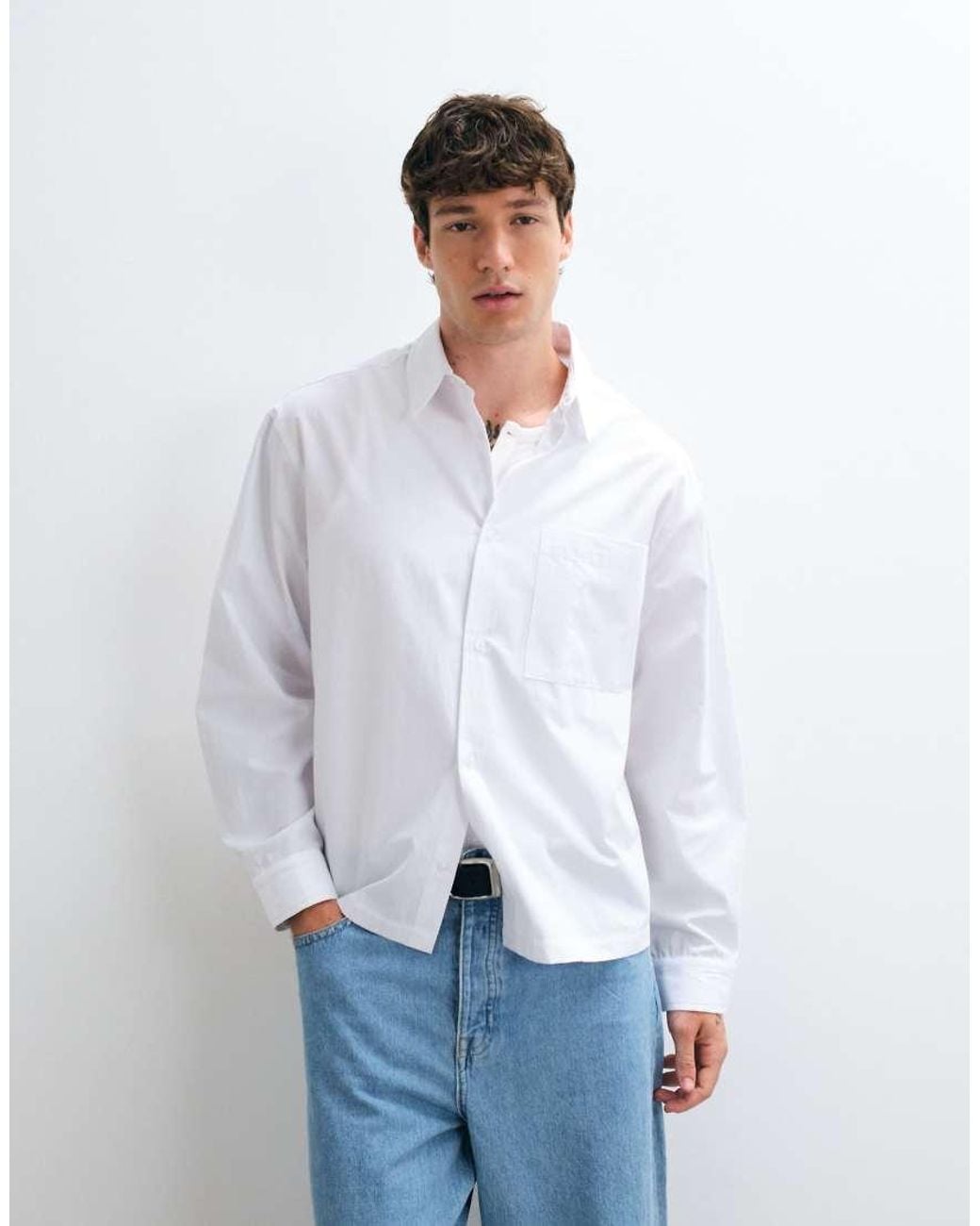 ASOS White Boxy Oversized Poplin Shirt for men