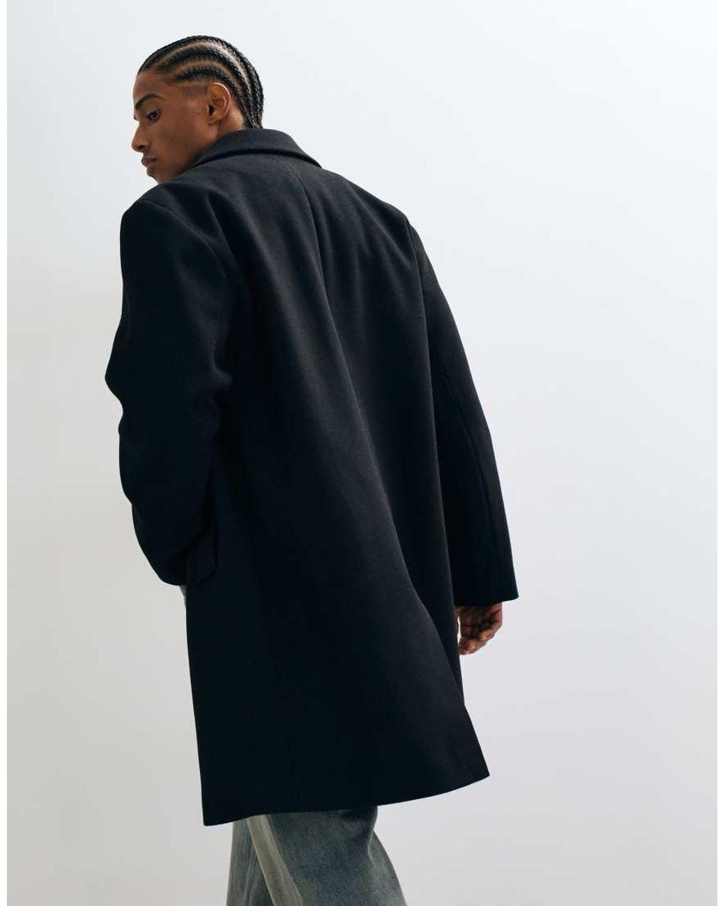 ASOS Blue Wool Look Overcoat for men