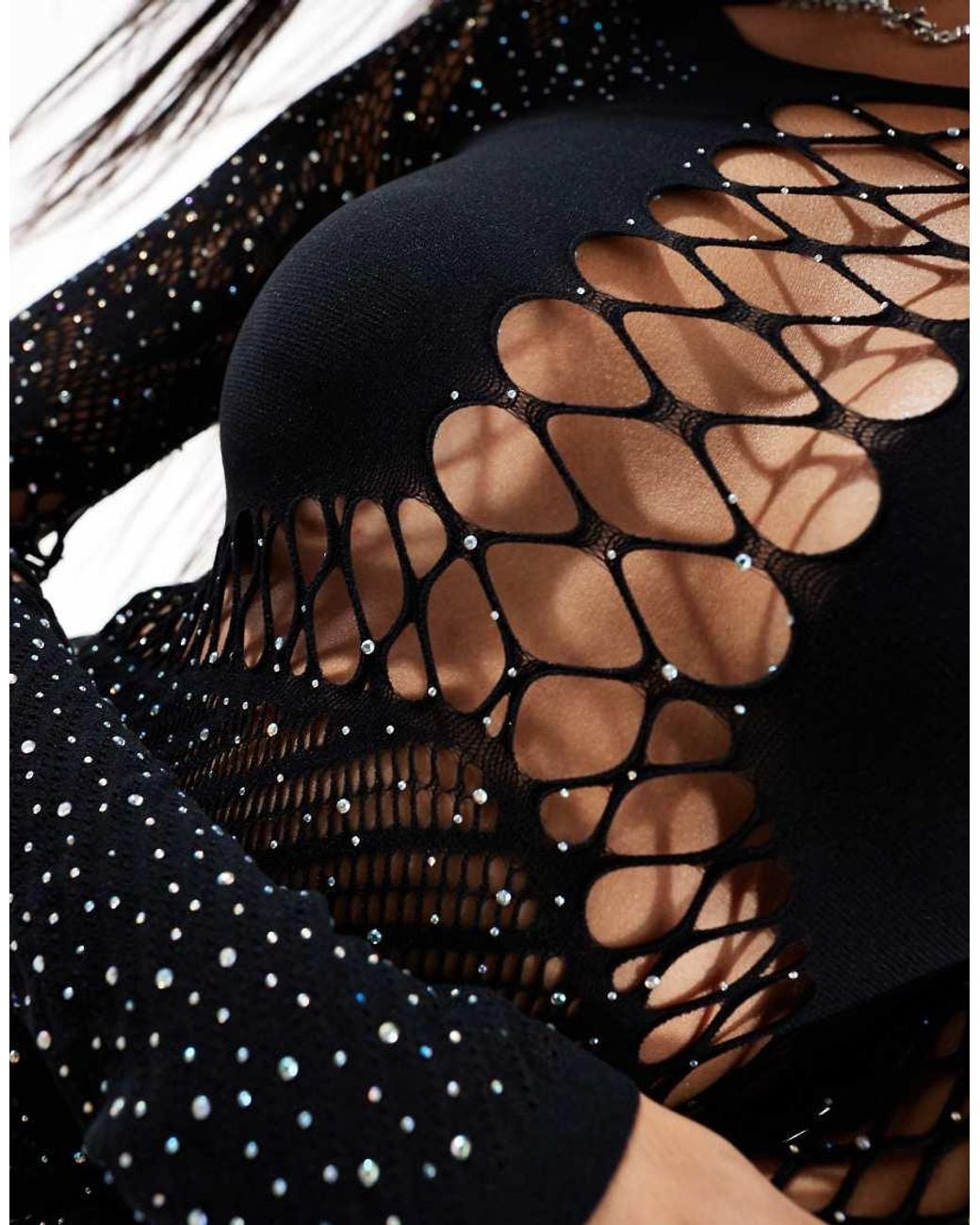 Ann Summers Black Paisley Diamante Body
