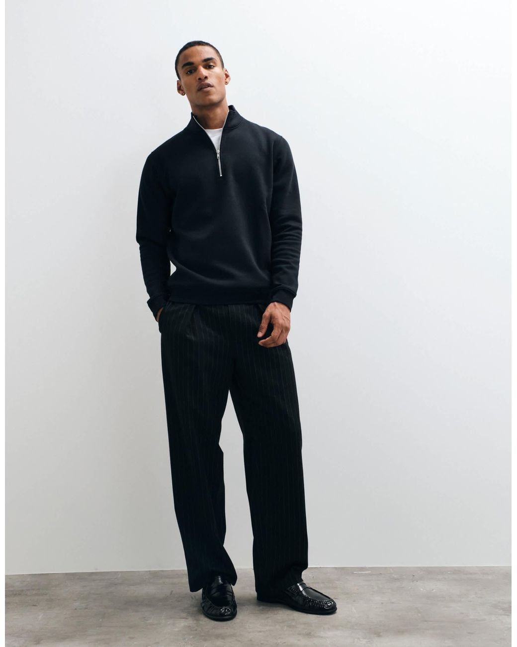 ASOS Blue Essentials Regular Quarter Zip Sweatshirt for men