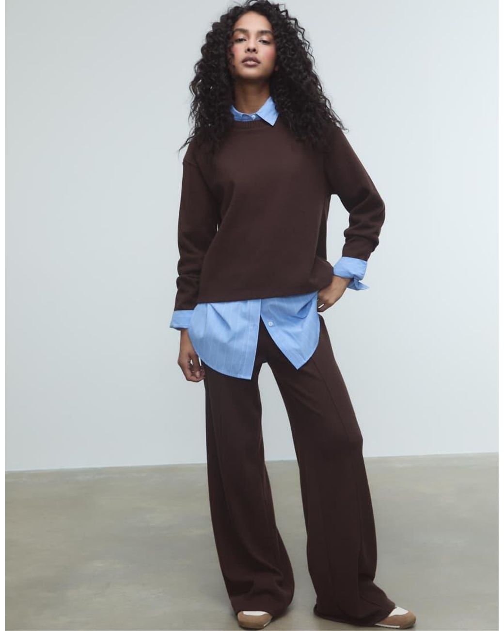 Stradivarius Blue Knit Round Neck T-shirt
