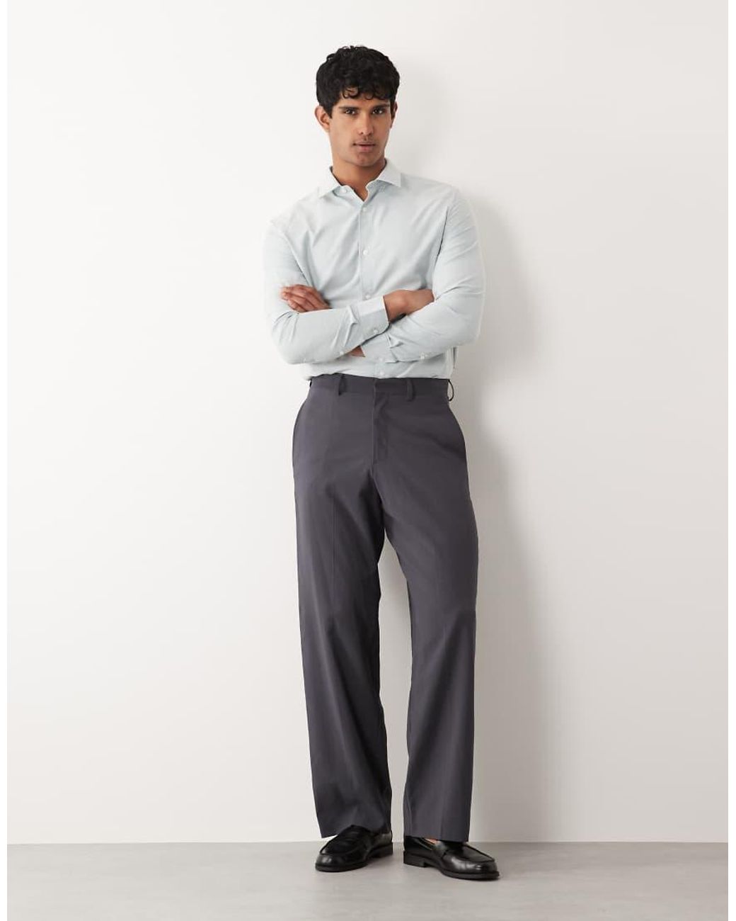 ASOS Gray Regular Fit Smart Textured Shirt for men