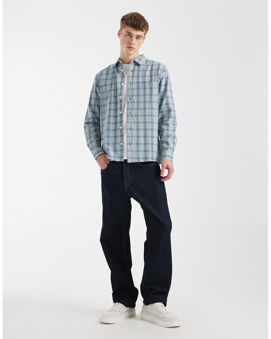 ASOS Blue Regular Fit Plaid Shirt for men