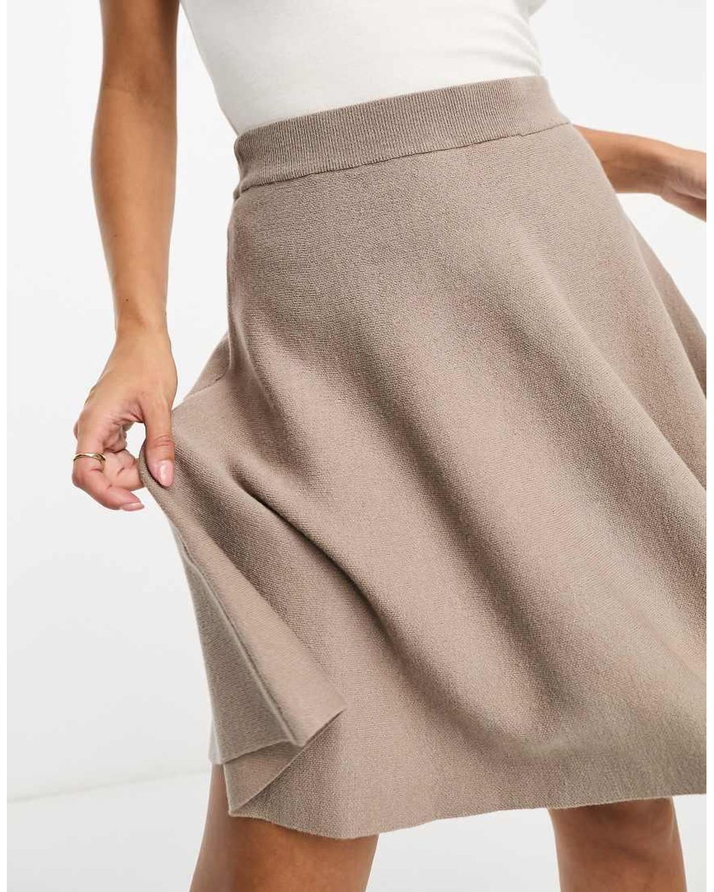 Y.A.S Natural Godet Knitted Mini Skirt