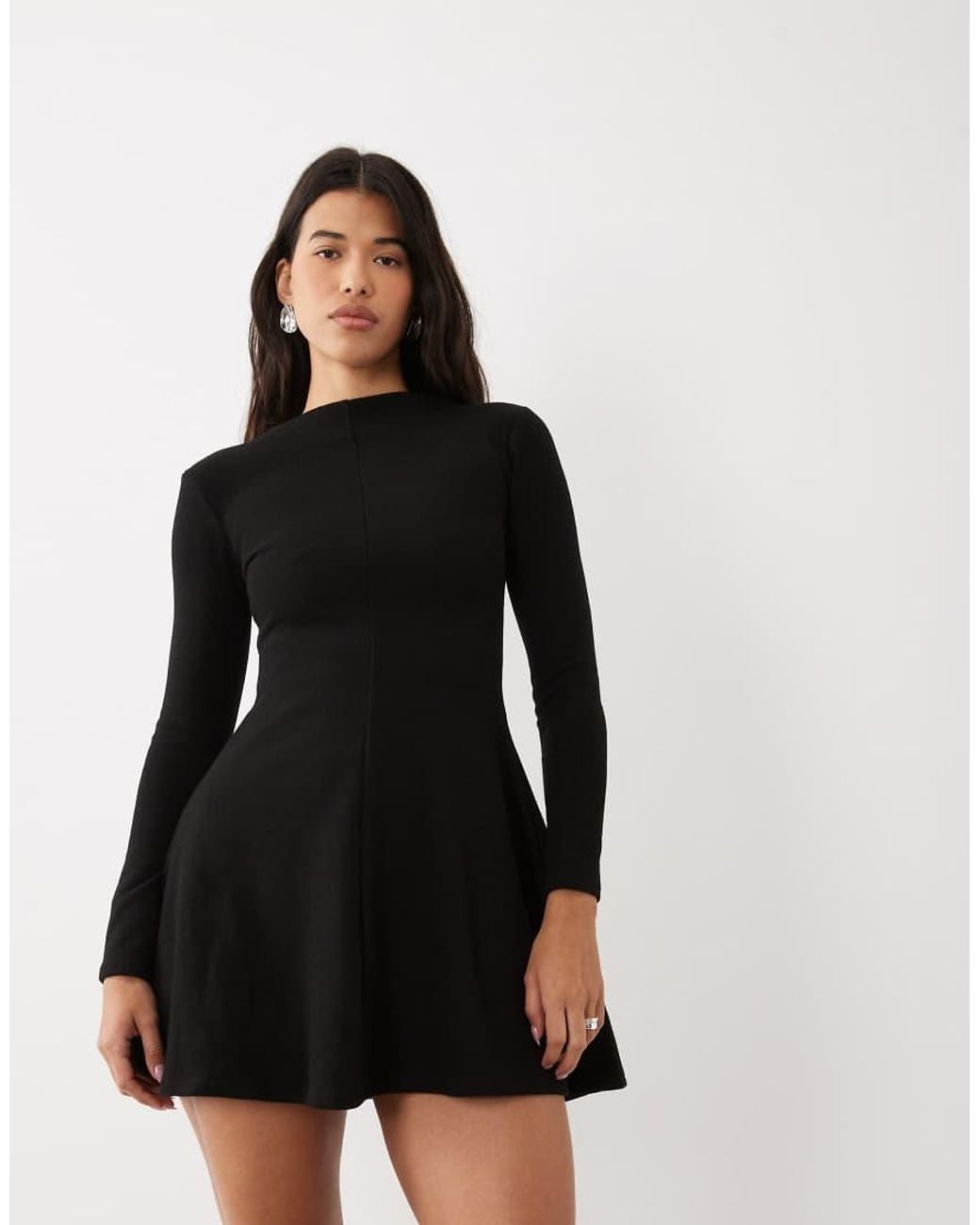 ASOS White Supersoft Grown On Neck Long Sleeve Dress
