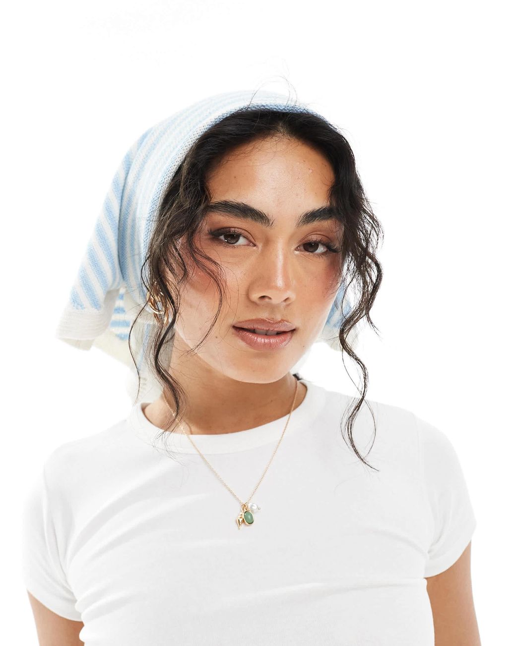 ASOS Knitted Square Neck Head Scarf in White | Lyst
