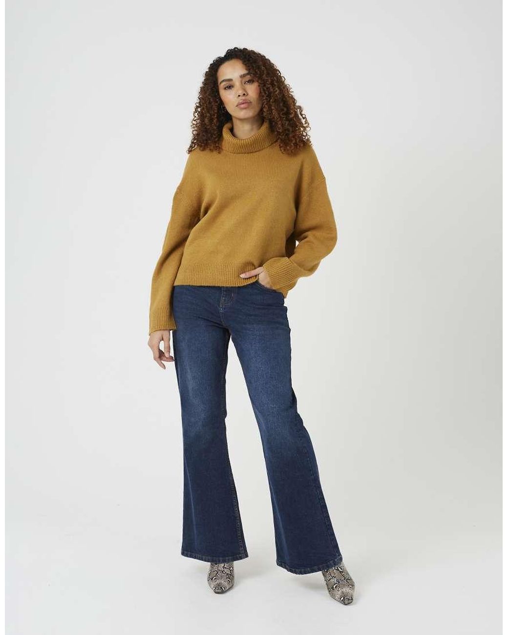 Brave Soul Blue Loose Fit Roll Neck Knitted Jumper