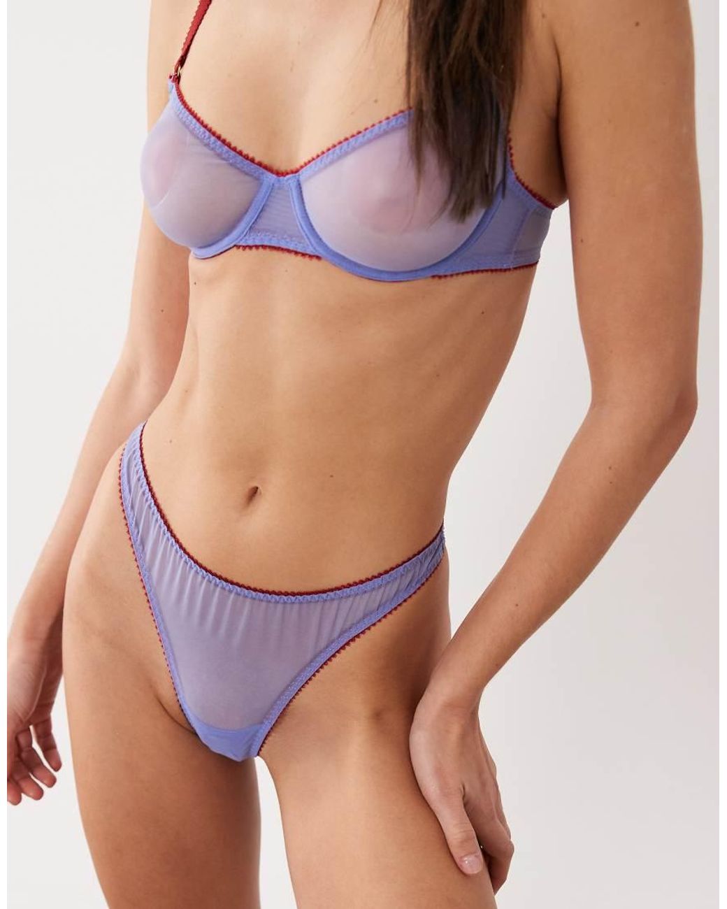 Dora Larsen Purple Hallie Tulle Thong