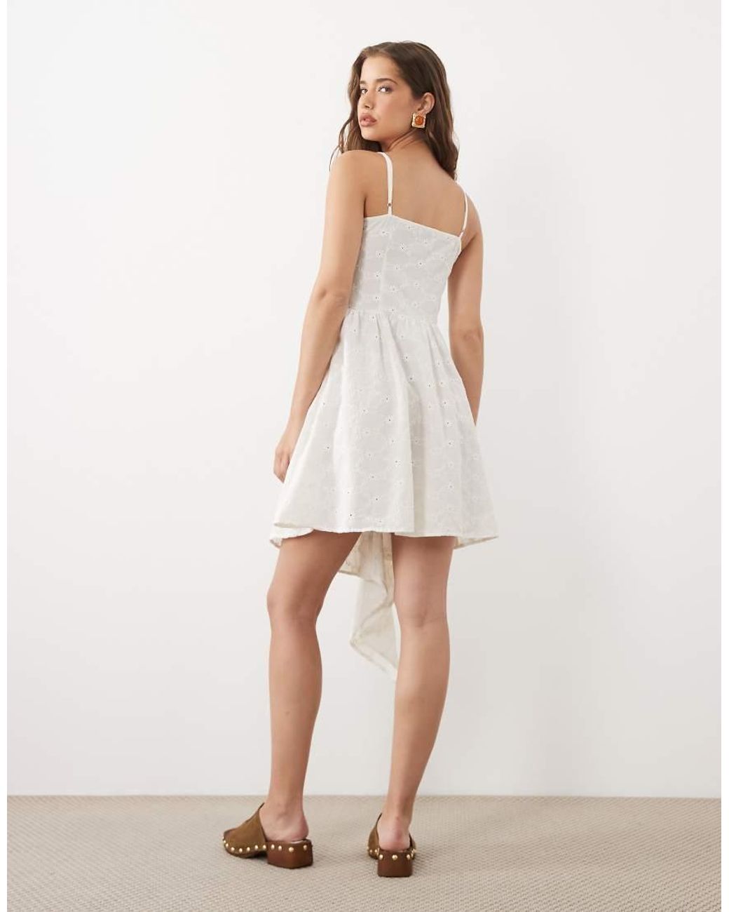 Miss Selfridge Natural Broderie Asym Cami Mini Dress