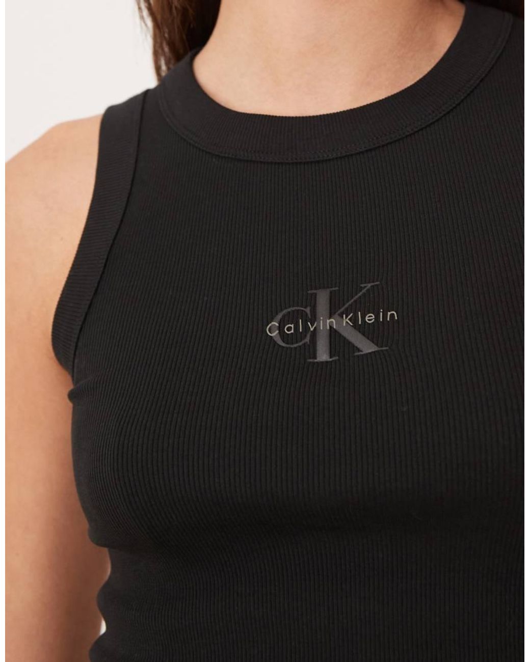 Calvin Klein Black Monogram Rib Tank