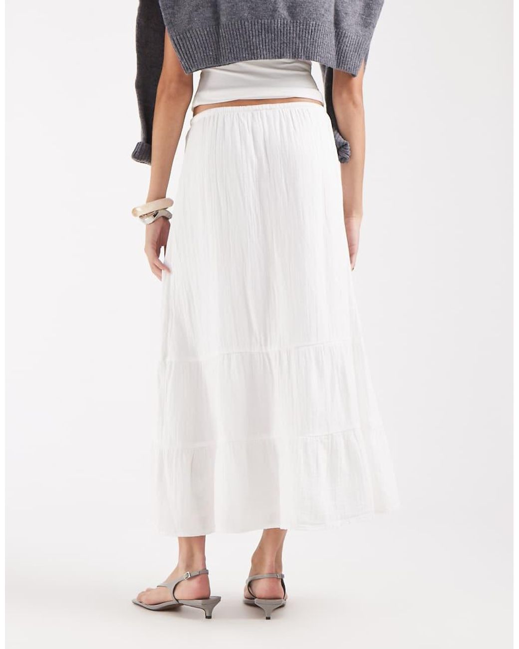 Gap White Tie Waist Linen Look Maxi Skirt