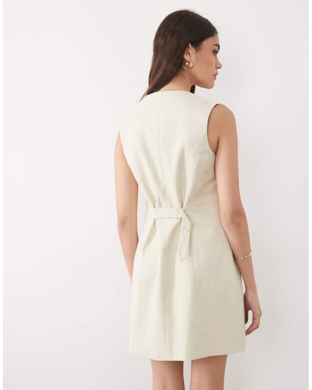 Nobody's Child Natural Sleeveless Smooth Front Tailored Mini Dress