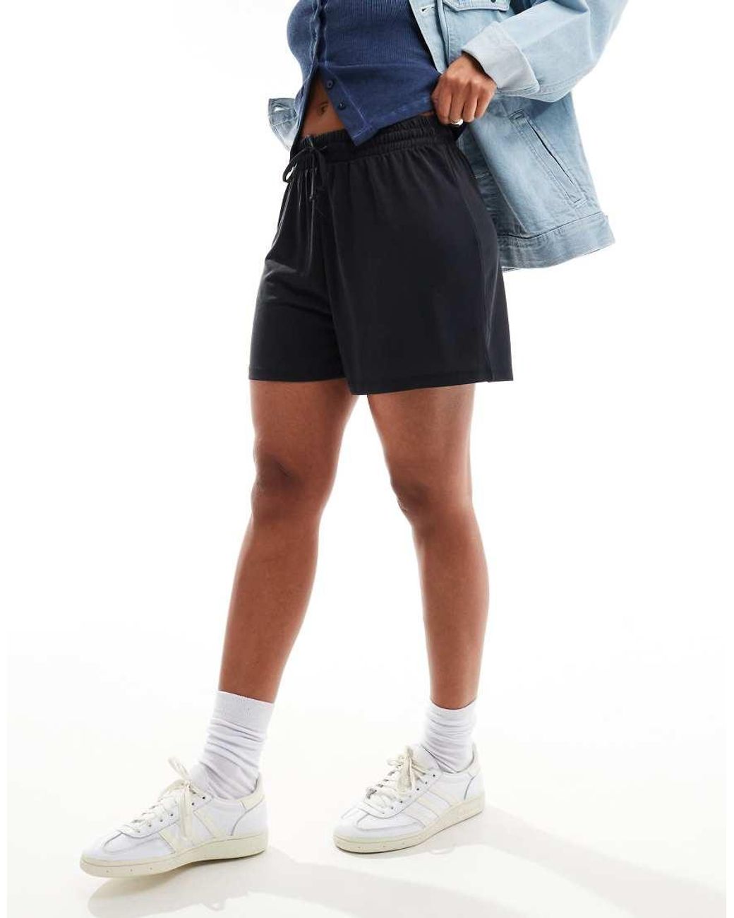 Pieces Blue Slinky Elasticated Waist Shorts