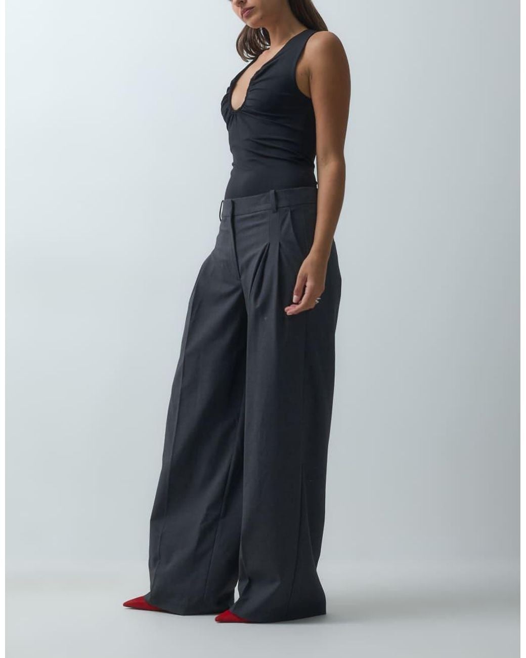 Vero Moda Blue Double Pleat Front Wide Leg Trousers