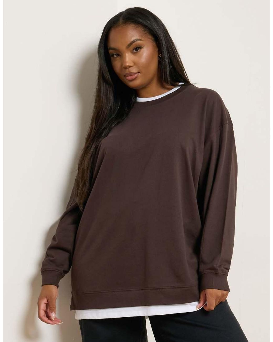 Yours Clothing Brown 2-In-1 Jumper