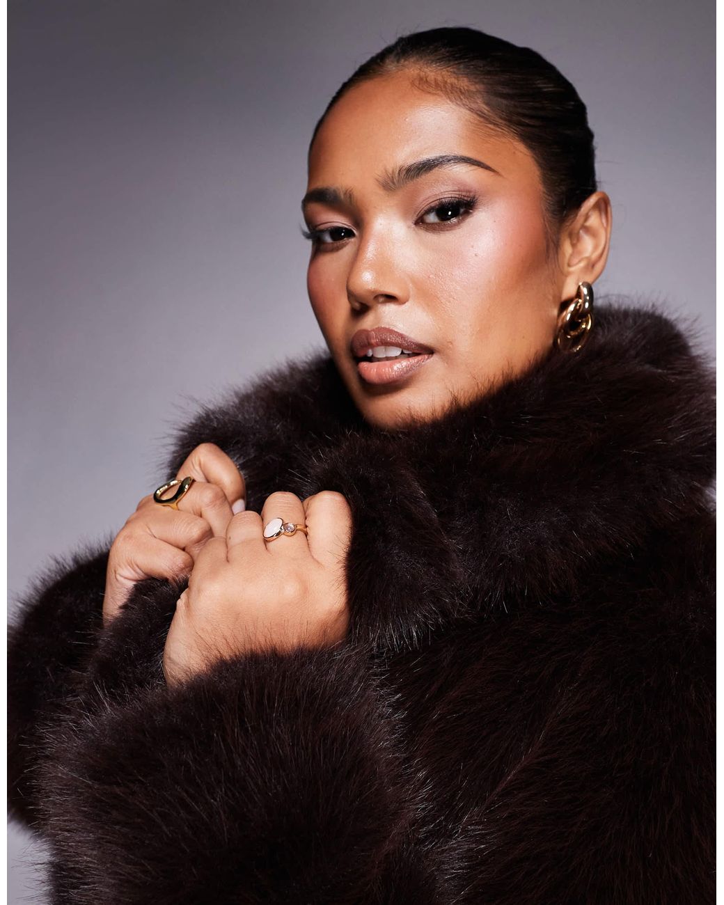 Forever New Black Faux Fur Coat