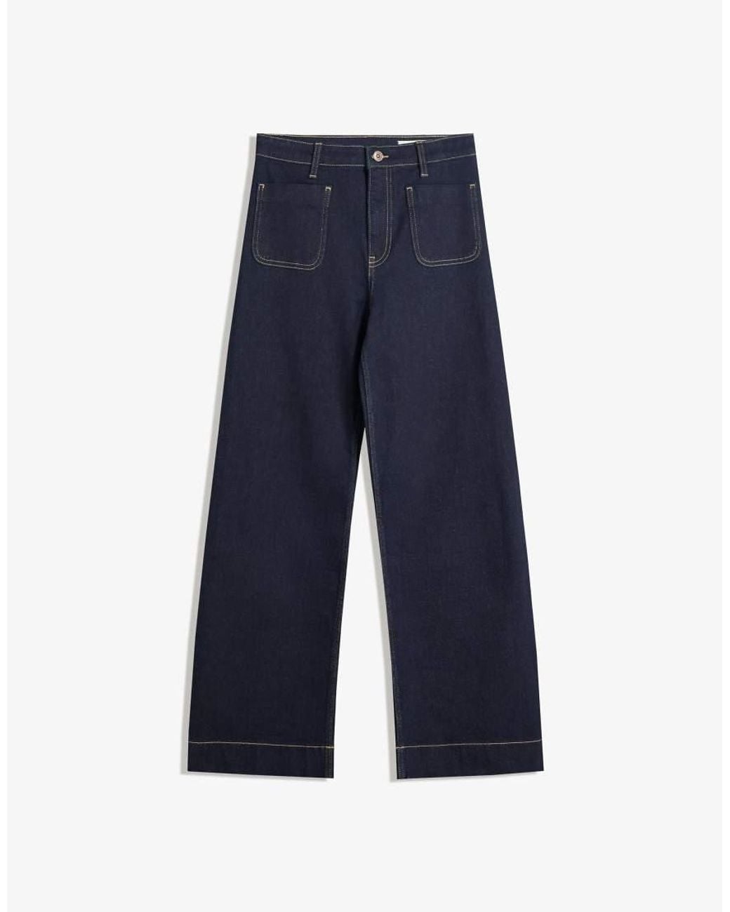 Bershka Blue Seamless Wide-leg Jeans With Pockets