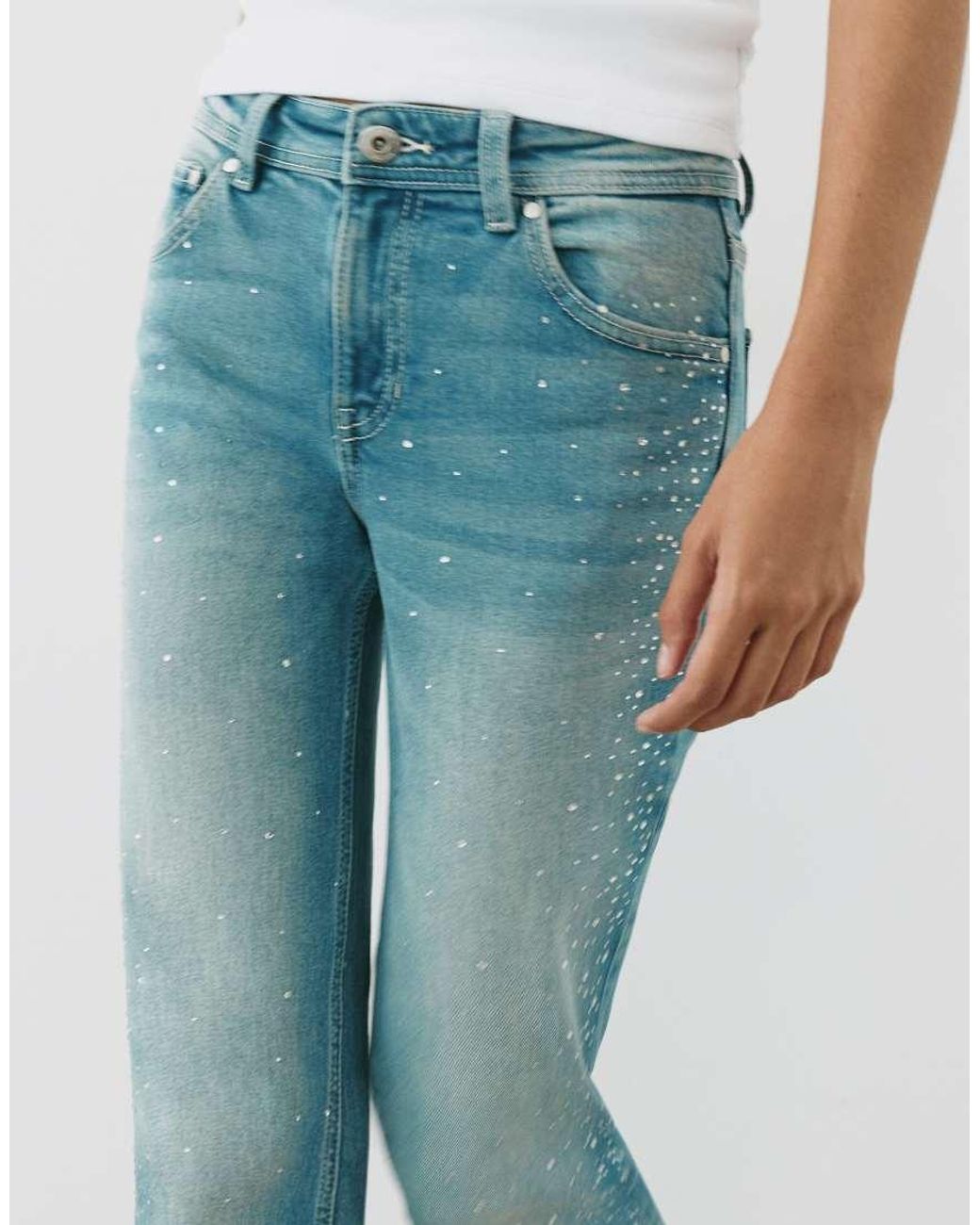Pull&Bear Blue Rhinestone Boot-cut Jeans