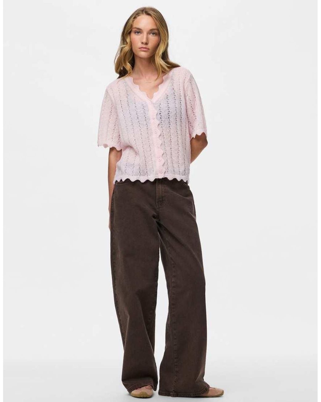 Pieces Pink Knitted Cardigan