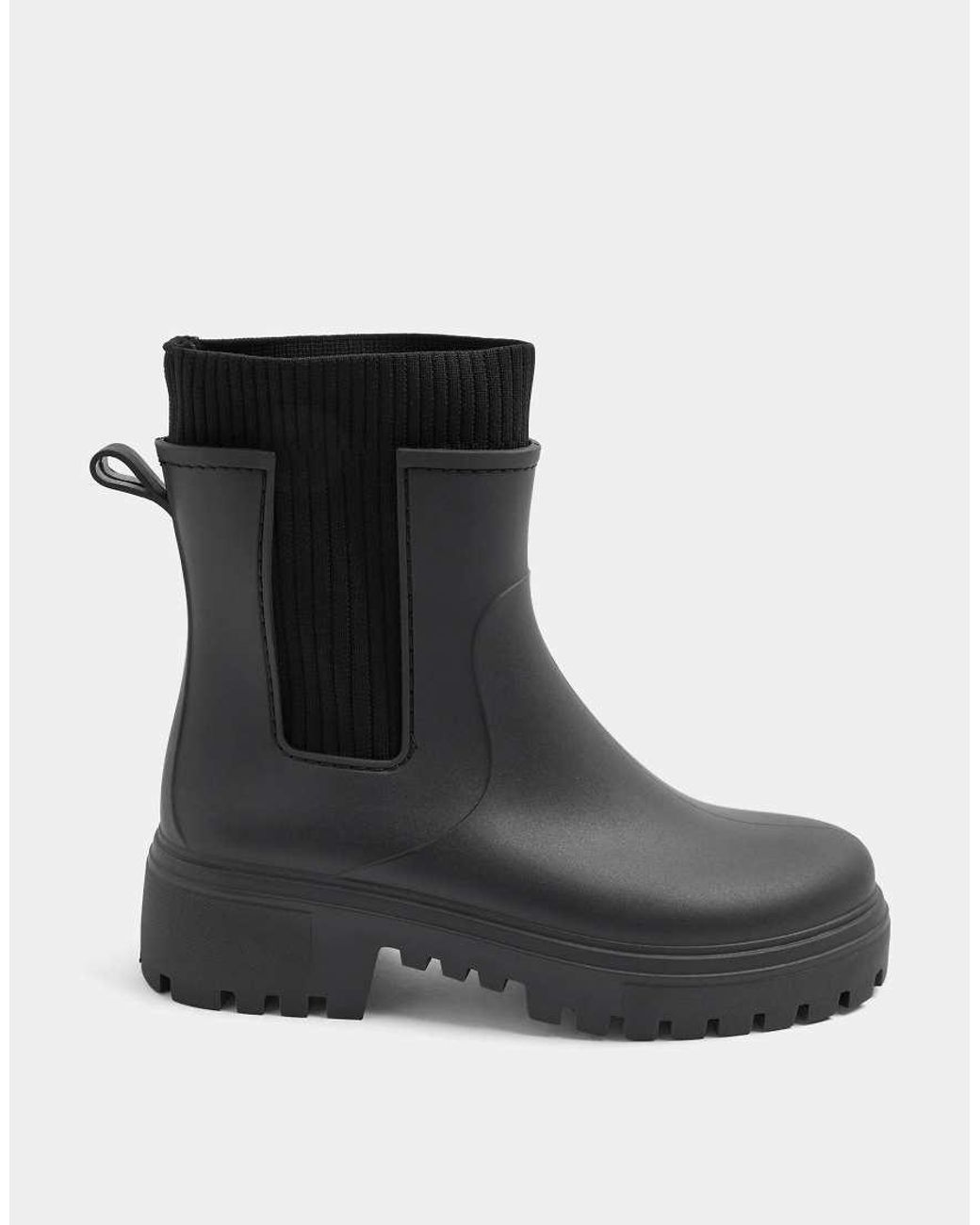 Yours Clothing Black Wide Fit Faux Leather Wellington Boots
