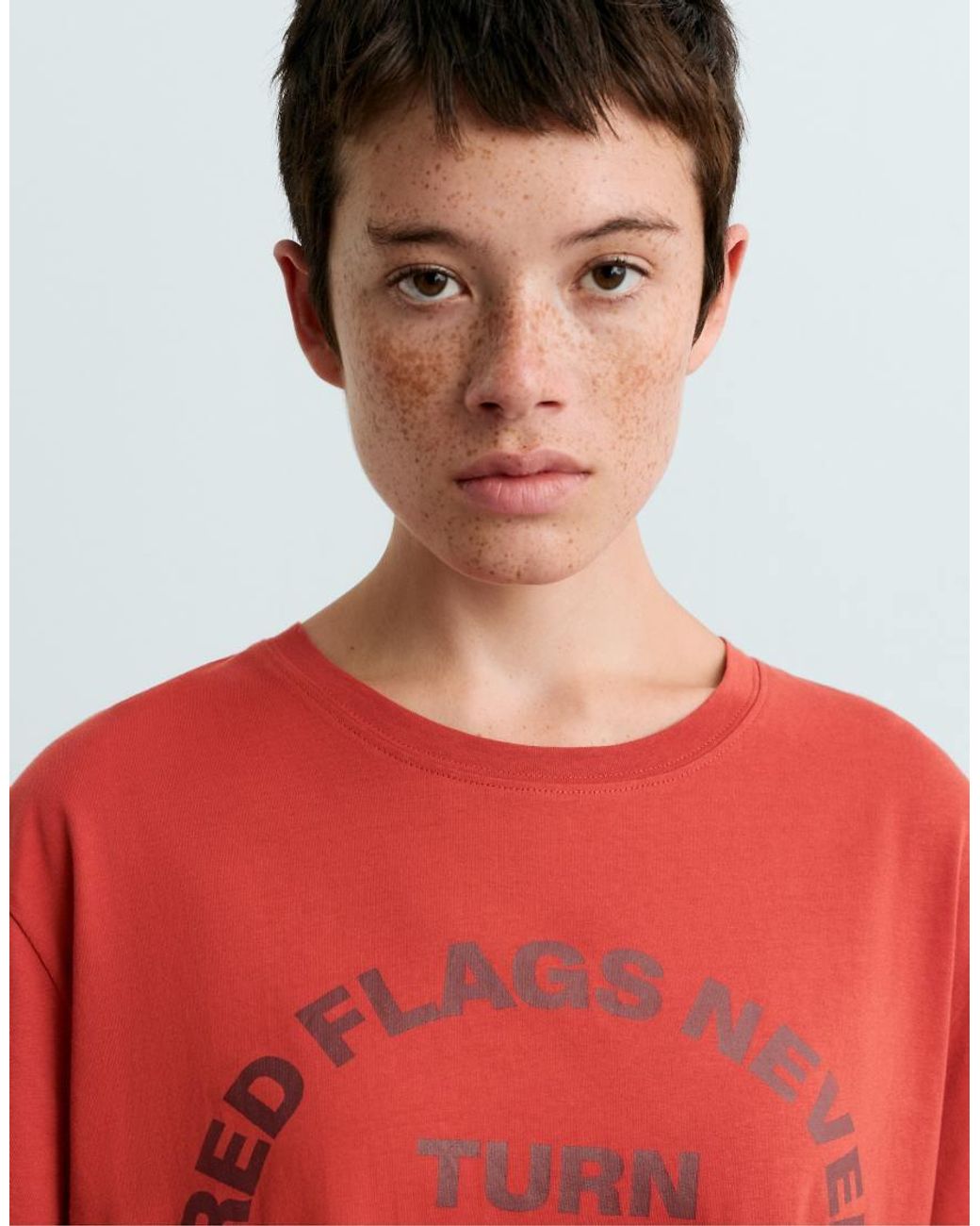 Oysho Red Boxy Cotton Blend Slogan T-Shirt