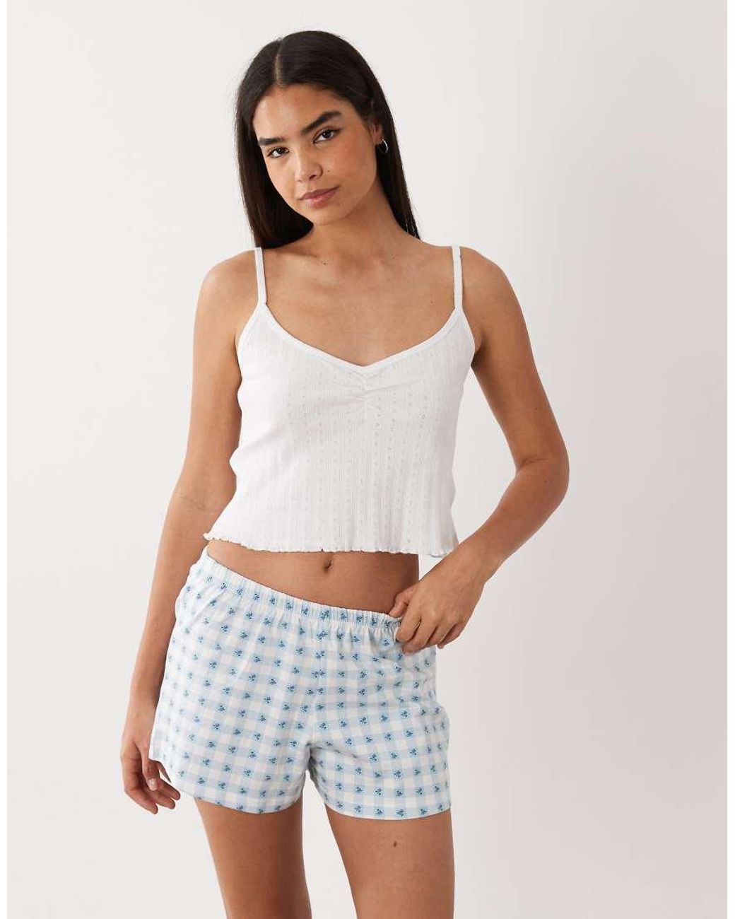 Wednesday's Girl Blue Wednesdays Girl Cami Top And Short Pyjama Set