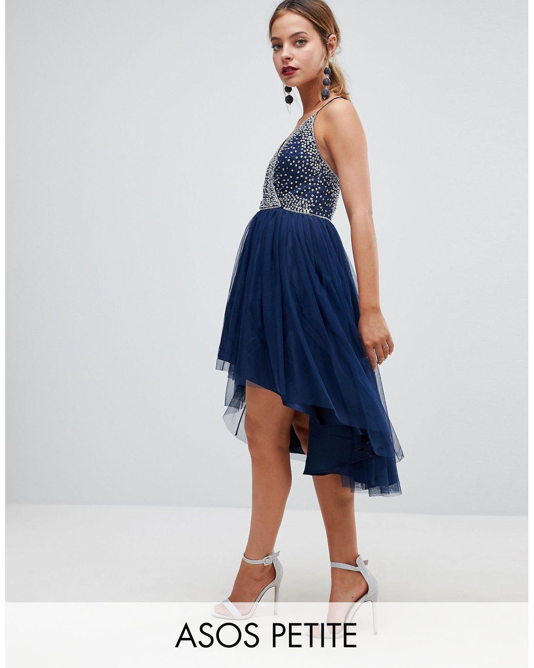 asos gold and navy sparkle mesh skater dress