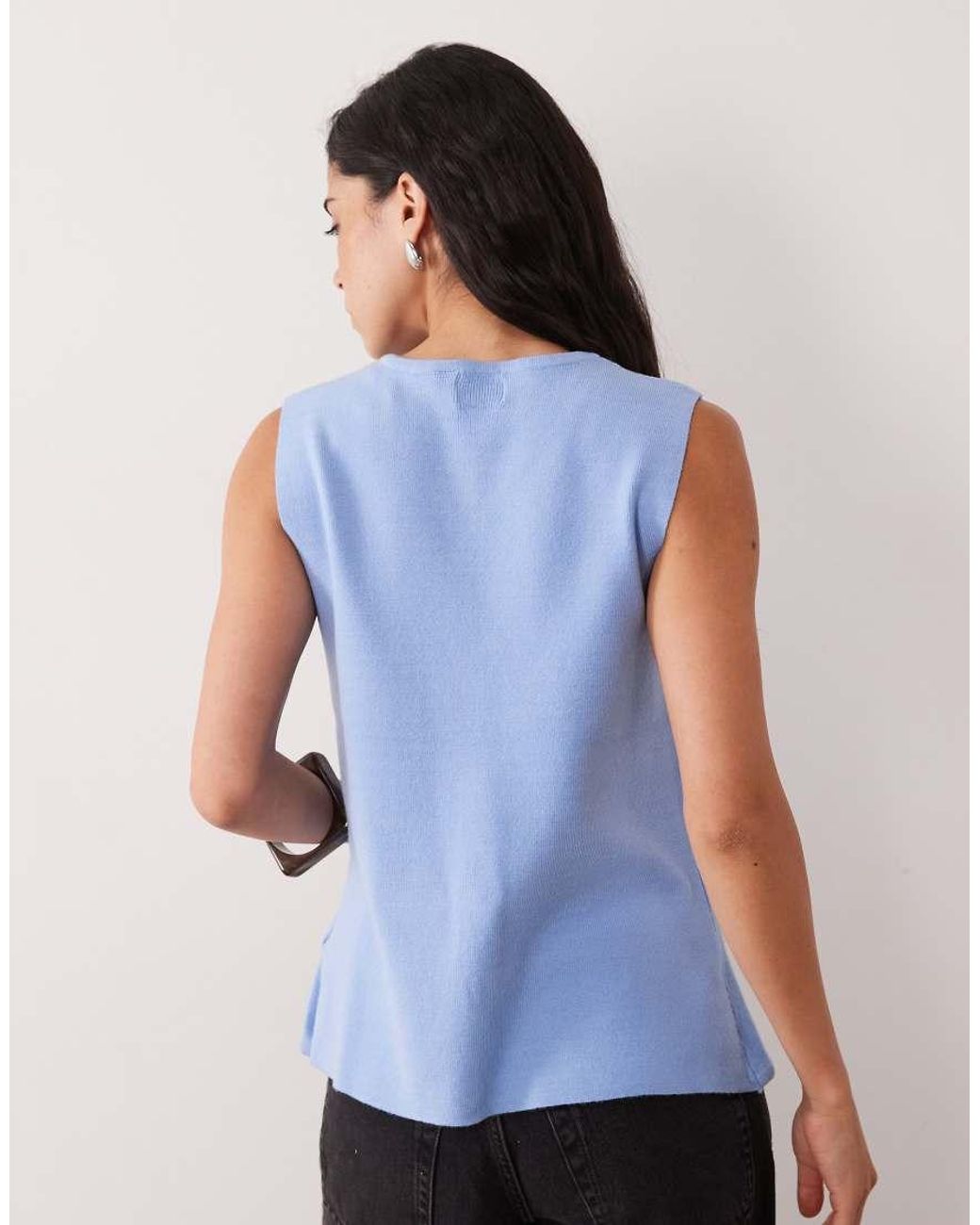Brave Soul Blue Compact Knit Waistcoat With Contrast Buttons