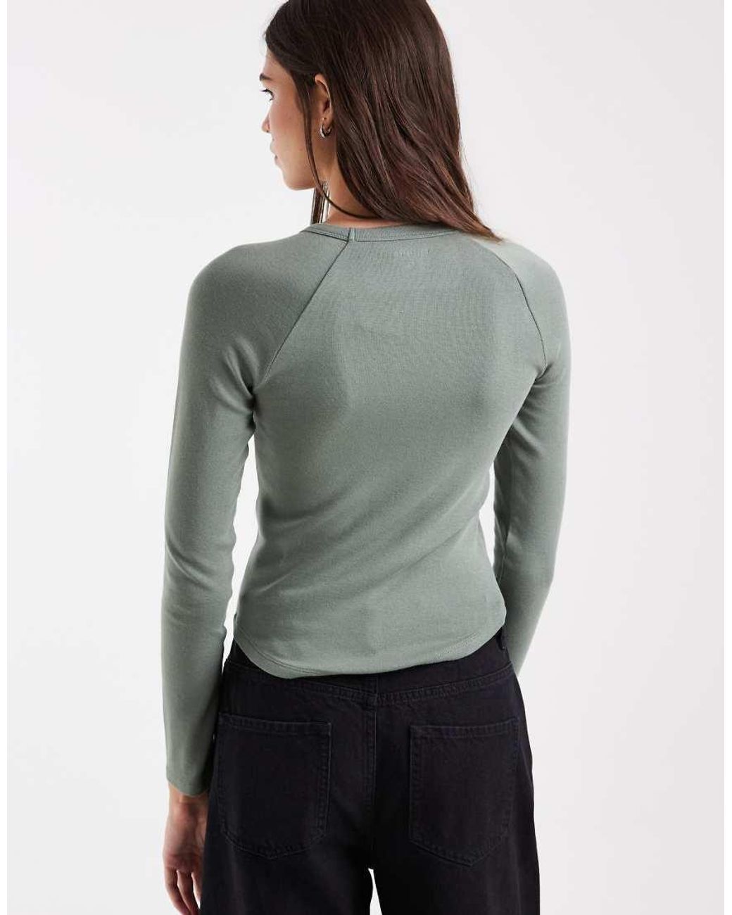 Hollister Gray Long Sleeve Crew Neck T-shirt