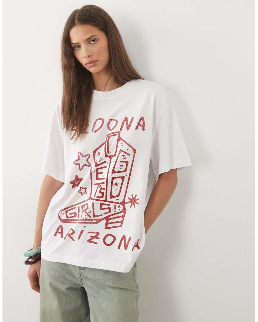 ASOS White Oversized T-shirt With Arizona Cowboy Boot Graphic
