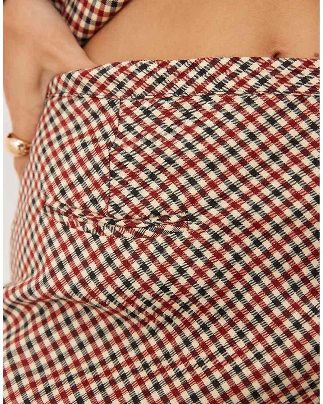 House Of Sunny Natural Marie Check A-line Mini Skirt