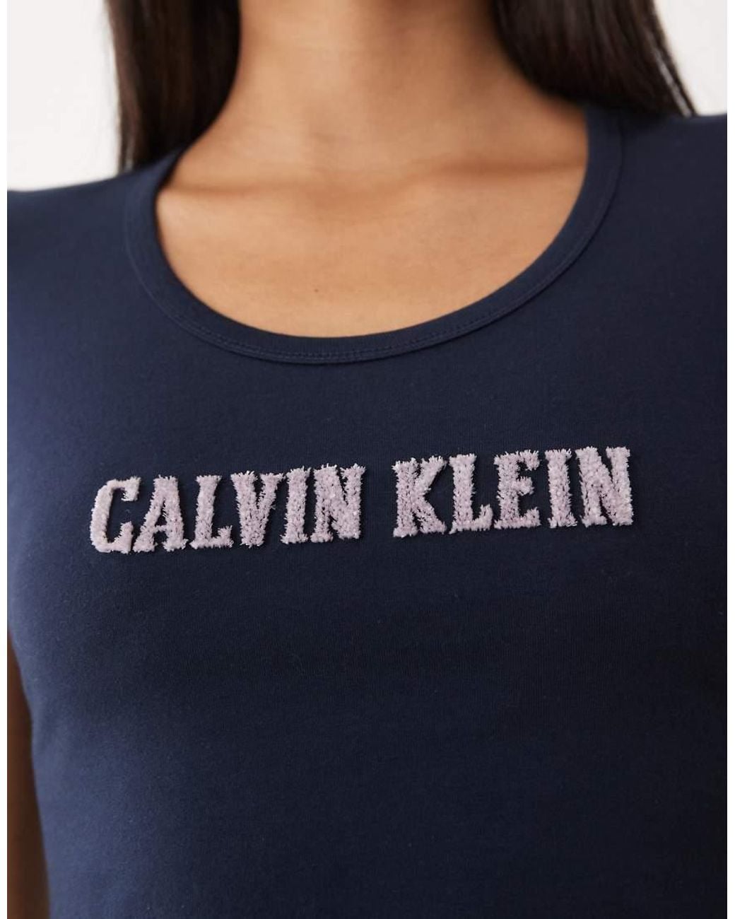 Calvin Klein Blue Varsity Logo Baby Tee