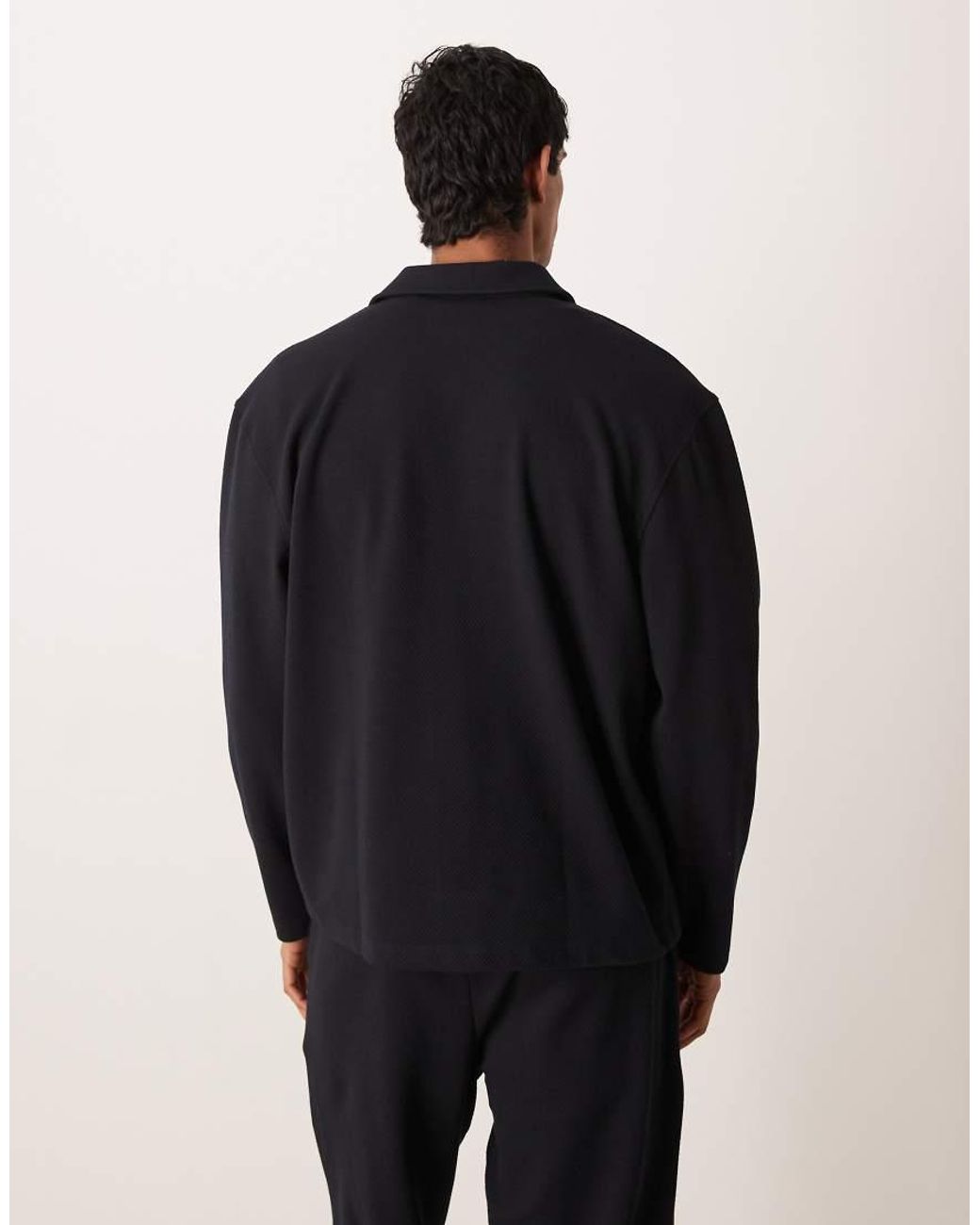 ASOS Blue Oversized Jacquard Shacket With Embroidery for men