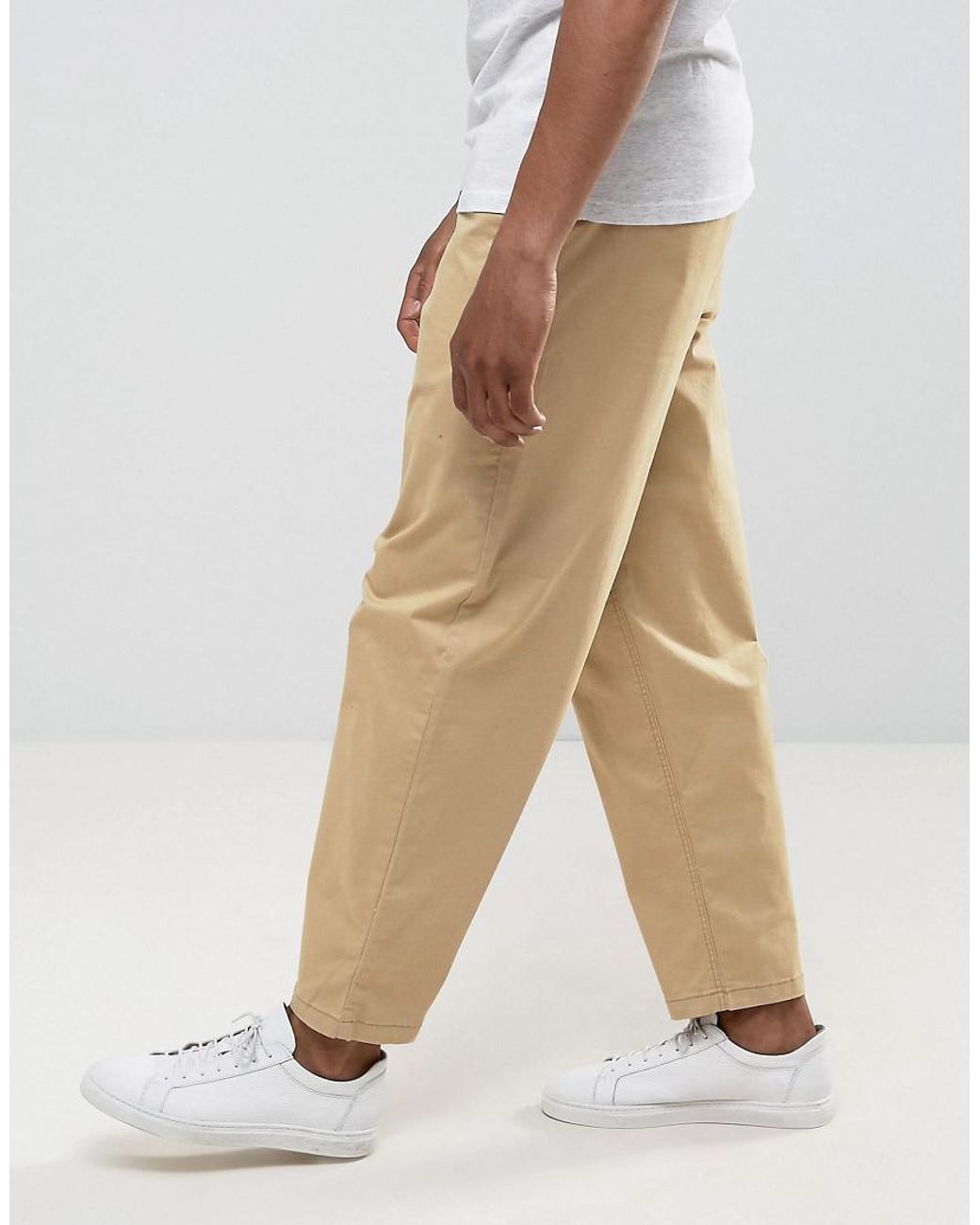 SELECTED Wide Fit Chinos in Natural for Men | Lyst