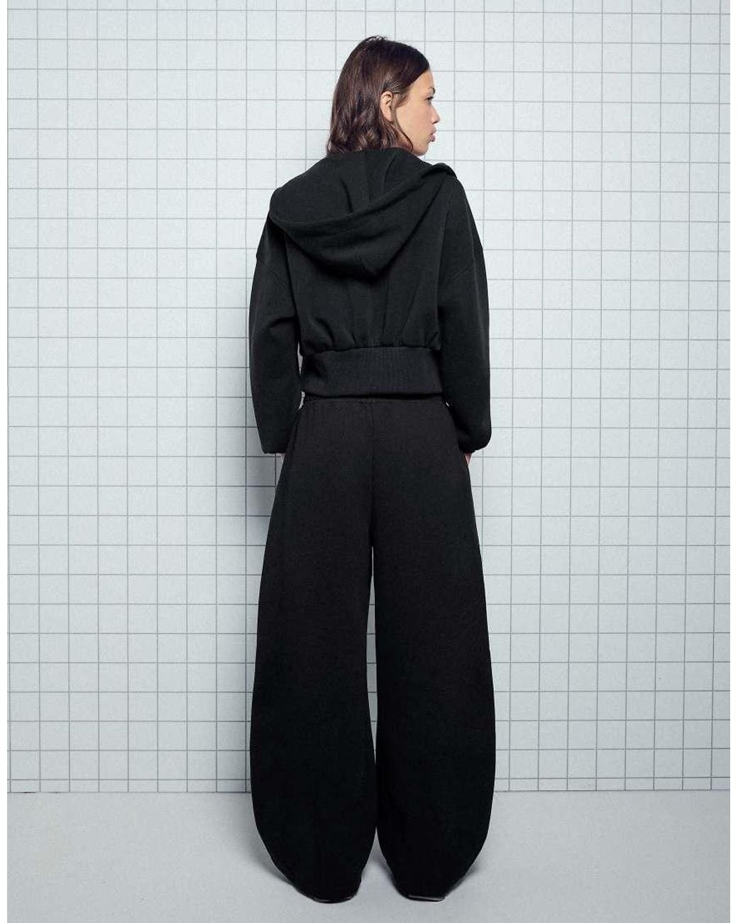 Bershka Black Plush Parachute Trousers