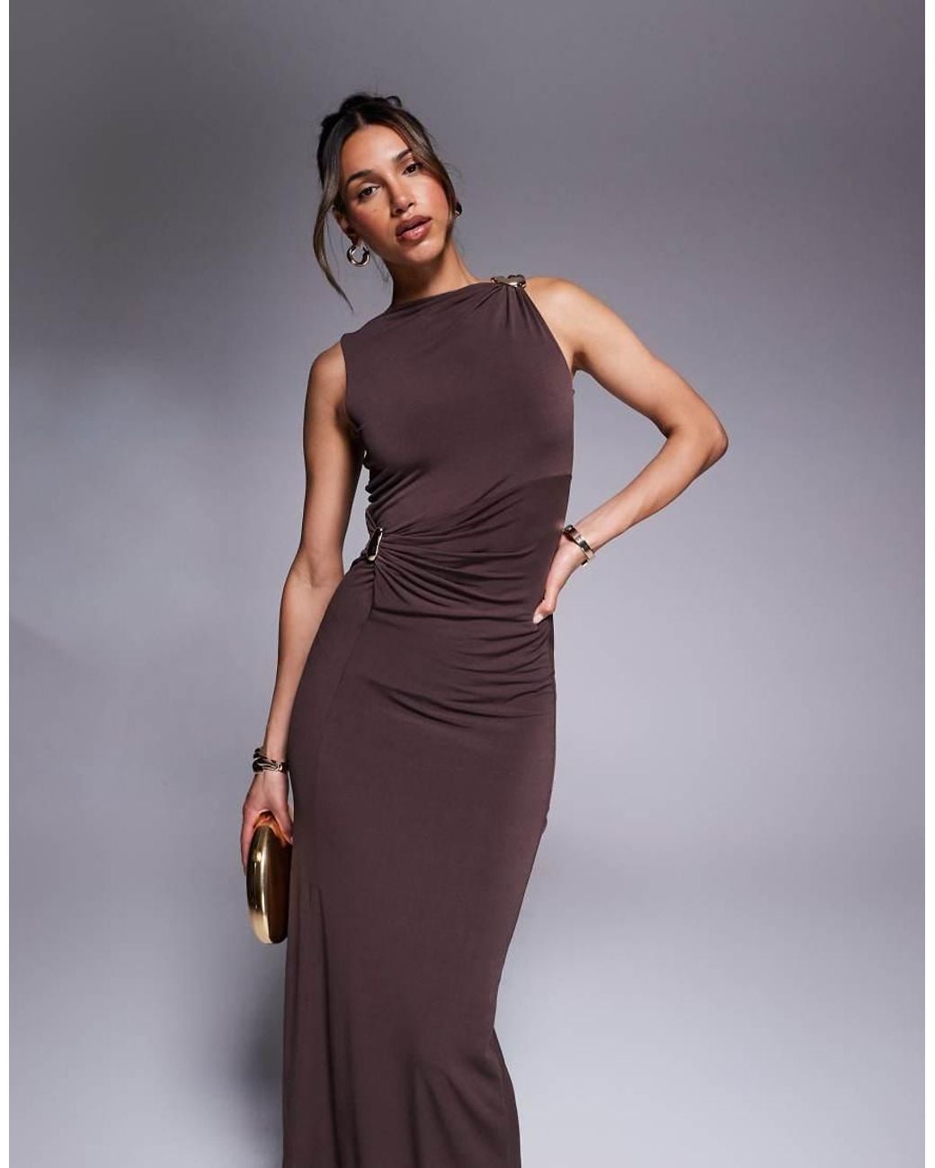 ASOS Purple Twist Hardware Detail Midi Dress