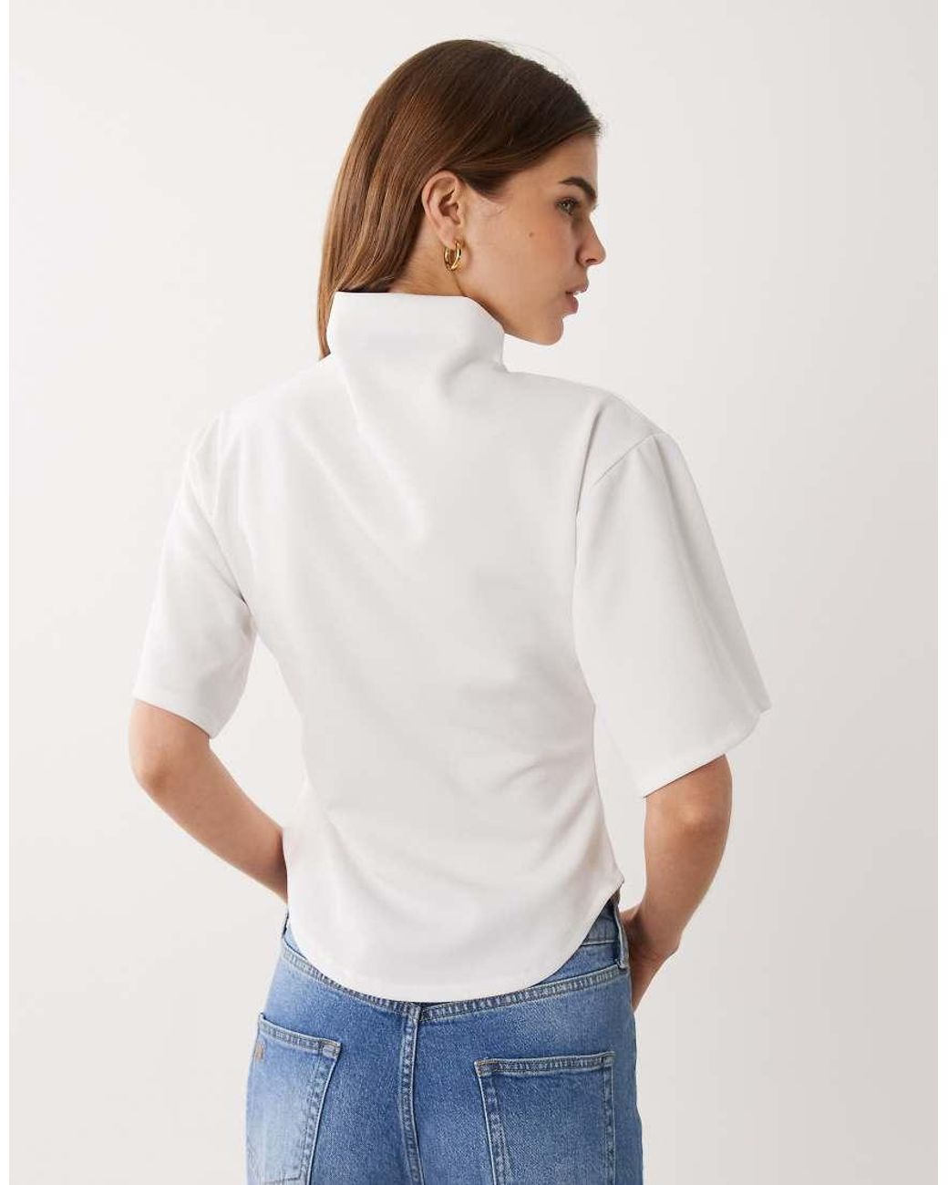 ASOS White Short Sleeve With High Neck Top