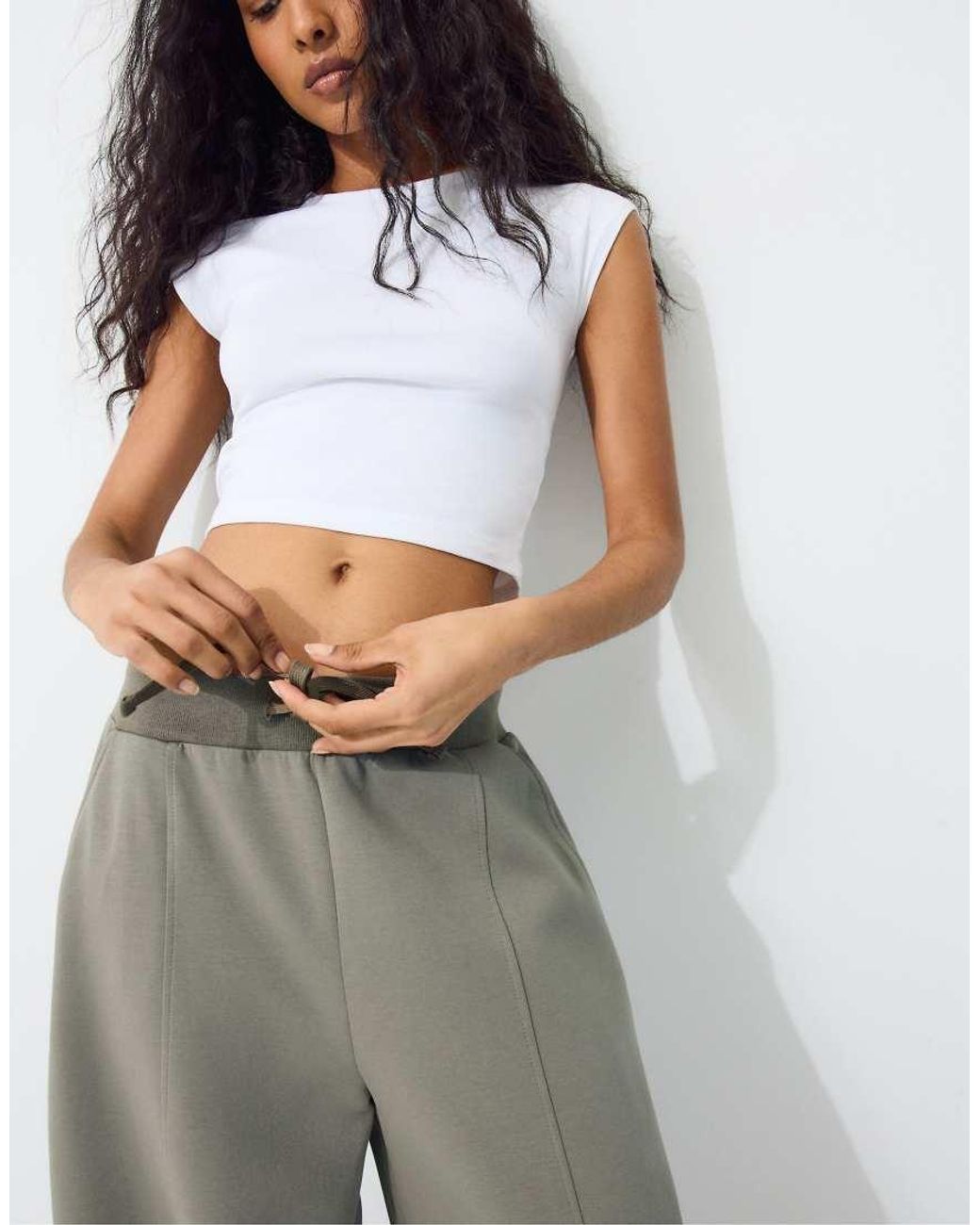 Stradivarius White Wide-leg jogger Trousers