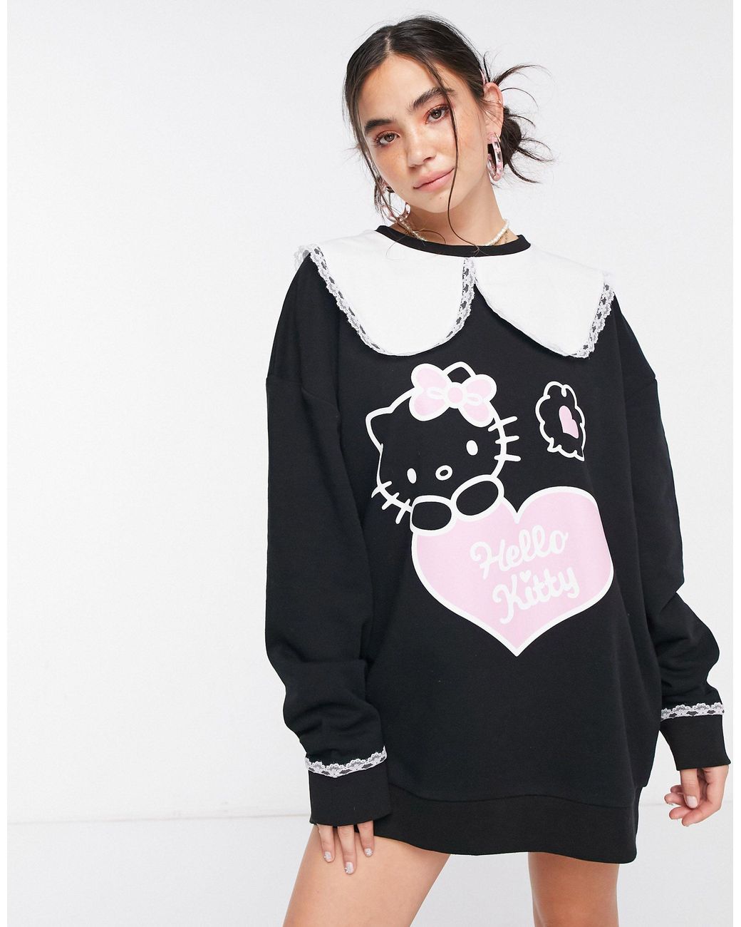 New Girl Order X Hello Kitty Oversized Sweater Dress With Collar in ...
