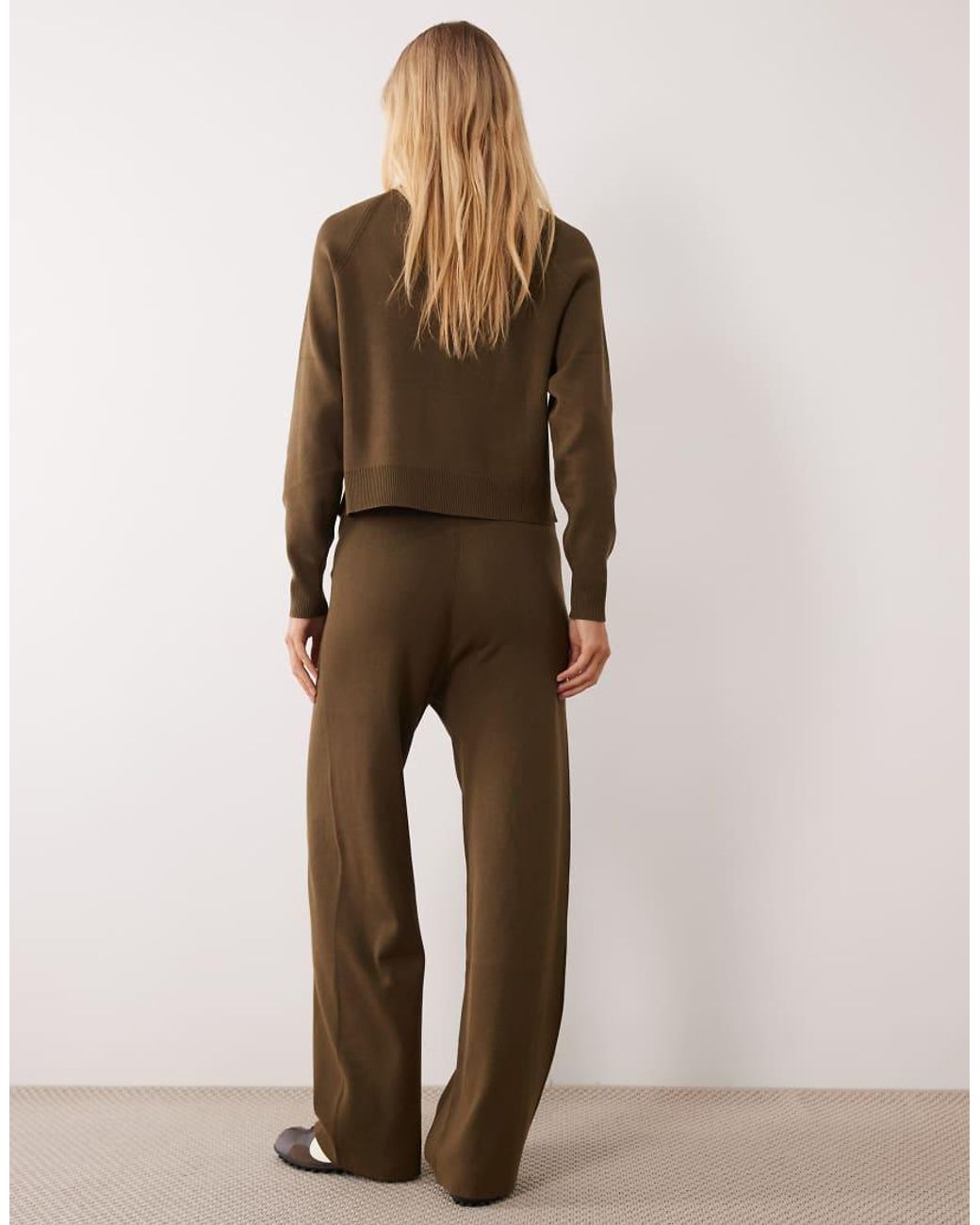 ASOS Natural Compact Knitted Straight Leg Trouser Co-Ord