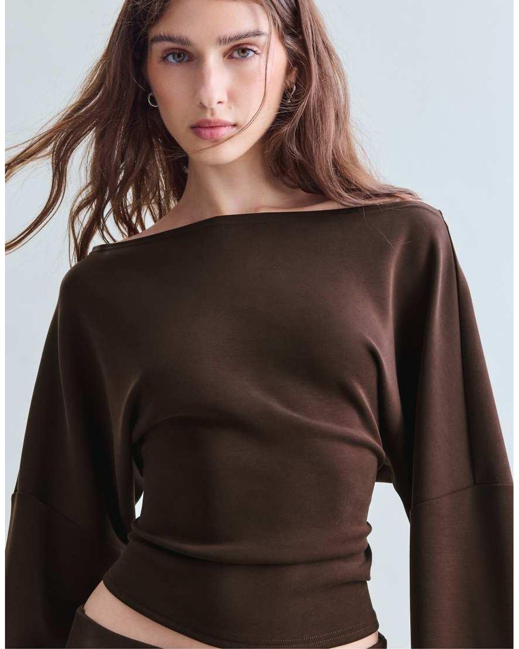 Stradivarius Black Asymmetric Cropped Sweatshirt