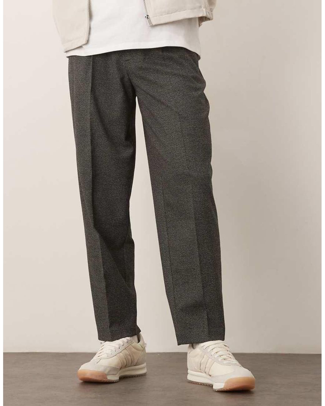 ASOS Black Pleated Oversized Tapered Dress Pants for men