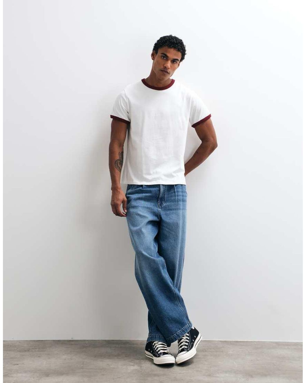 Weekday White Ringer T-shirt for men