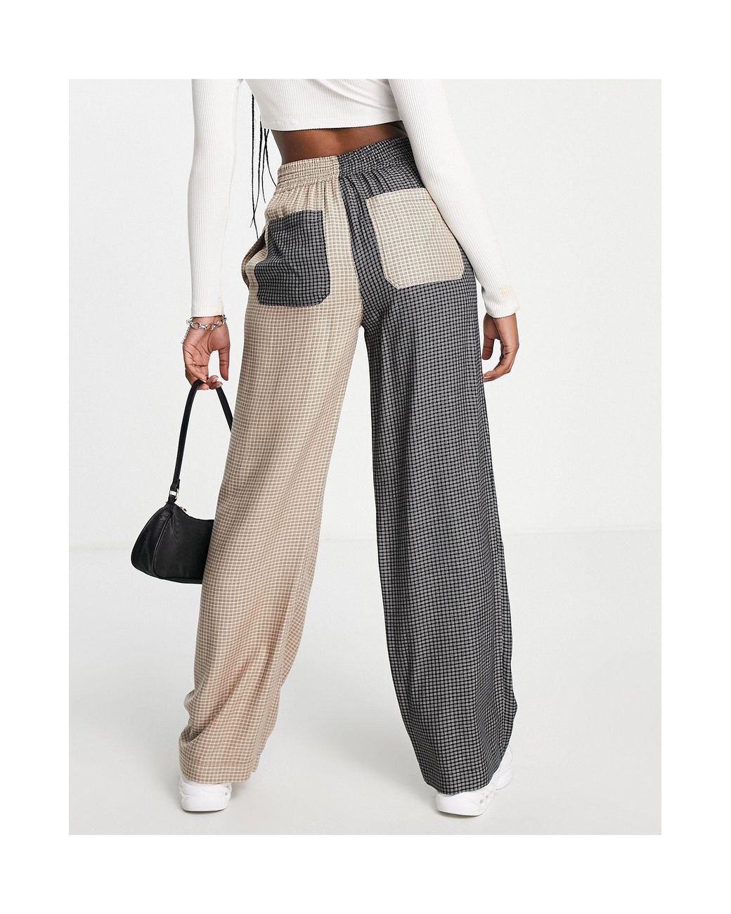 TOPSHOP Contrast Half And Half Pull On Trouser | Lyst