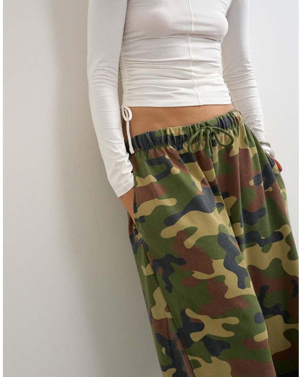 TOPSHOP Green Camo Mid Rise joggers