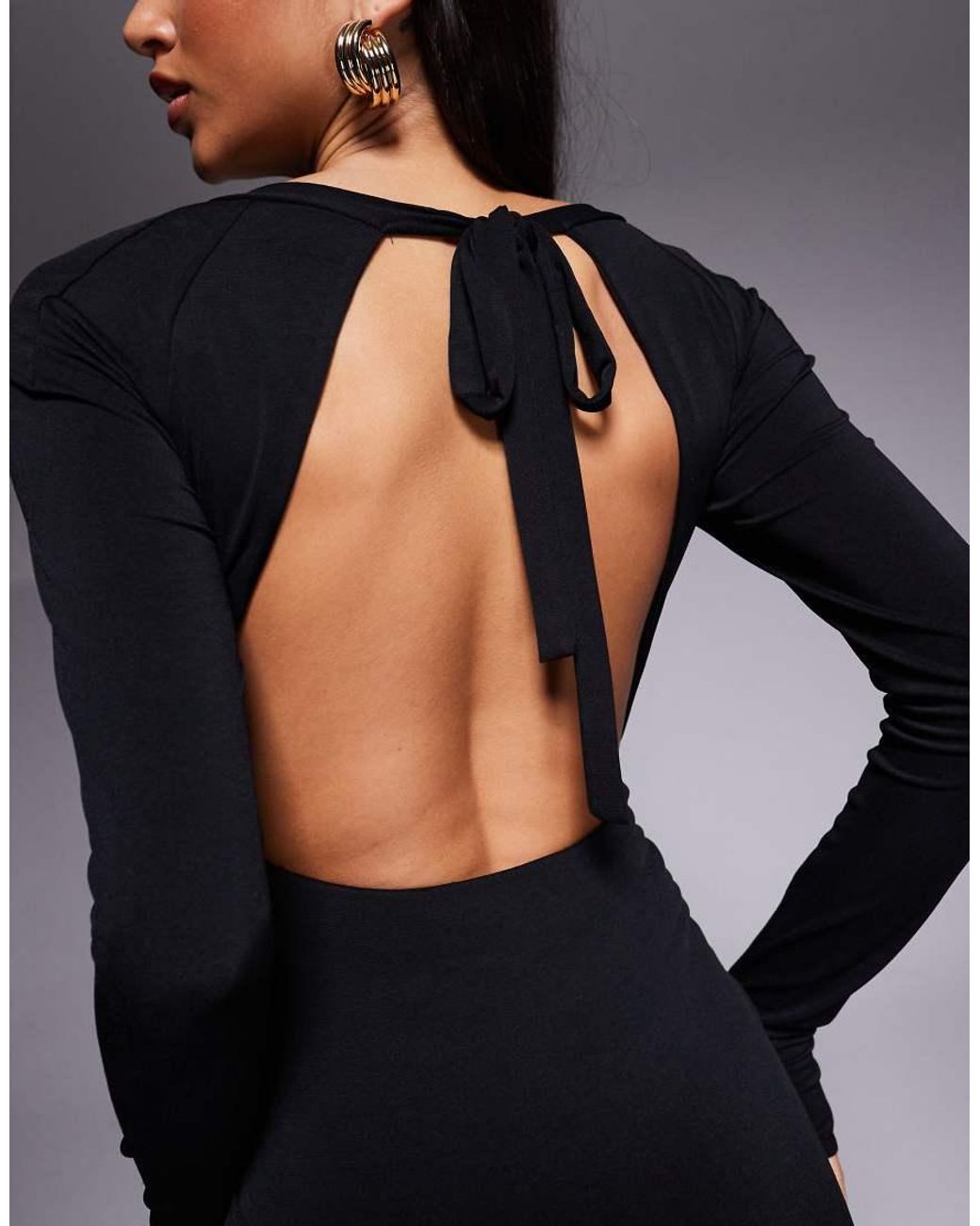TFNC London Blue Long Sleeve Shoulder Cut Out Open Back Maxi Dress