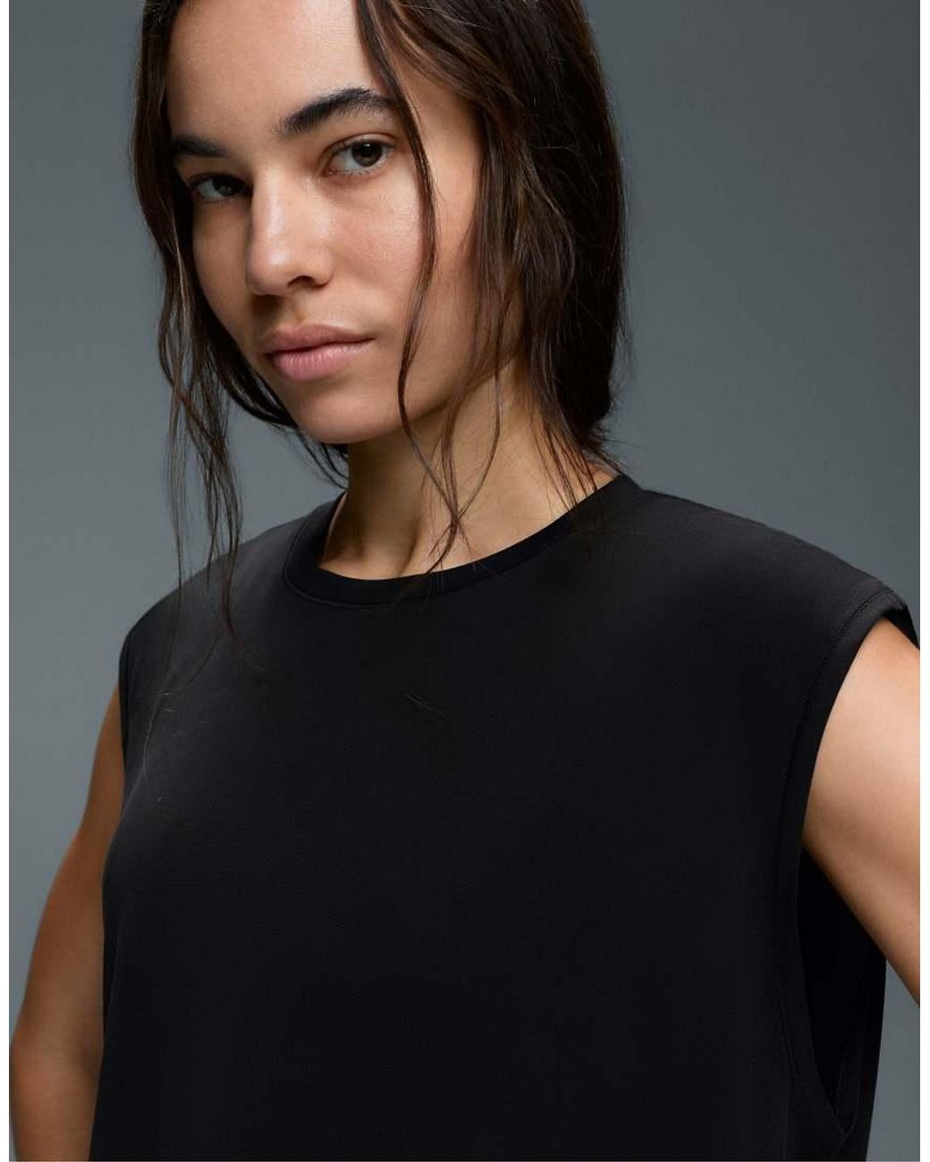 Oysho Black Modal Blend Sleeveless T-shirt