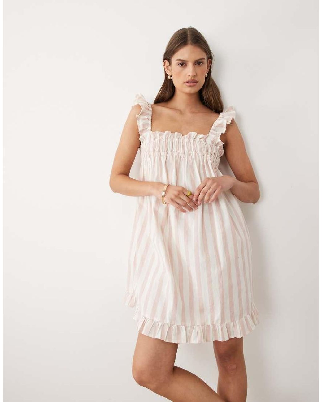 Wednesday's Girl Natural Wednesdays Girl Ruffle Sleeve Babydoll Cami Dress