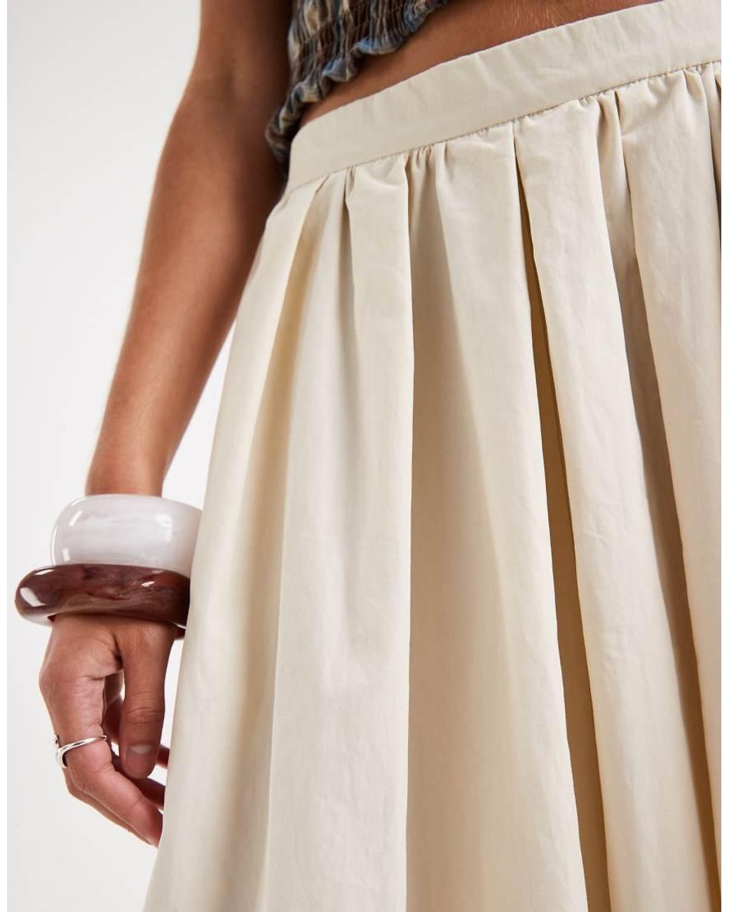 ASOS White Volume Detail Midi Skirt